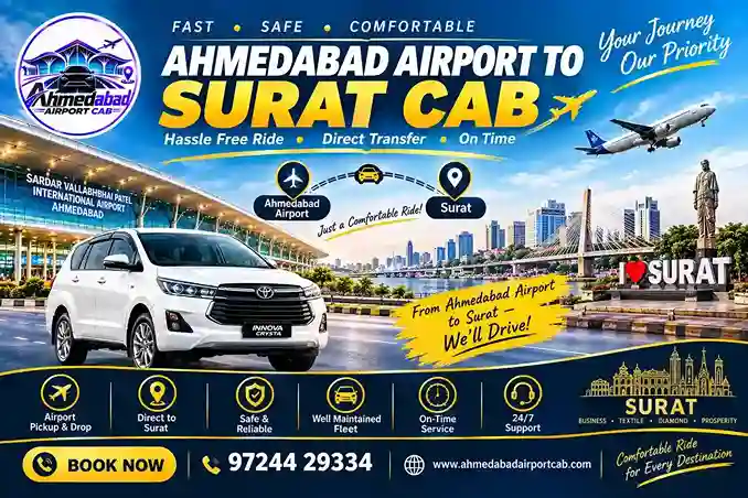 Ahmedabad Airport to Surat Cab: Complete Outstation Airport Taxi Guide